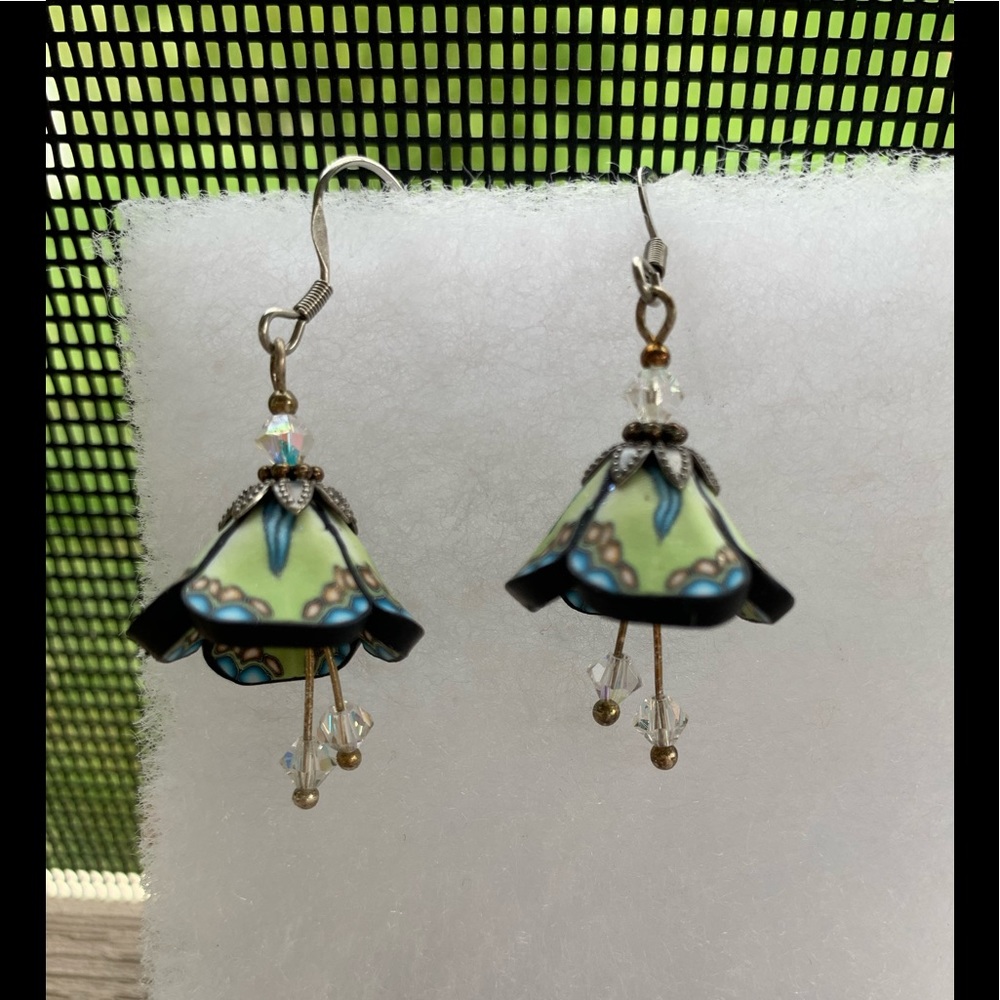 Handmade Hand Painted Flower/Bell type earrings